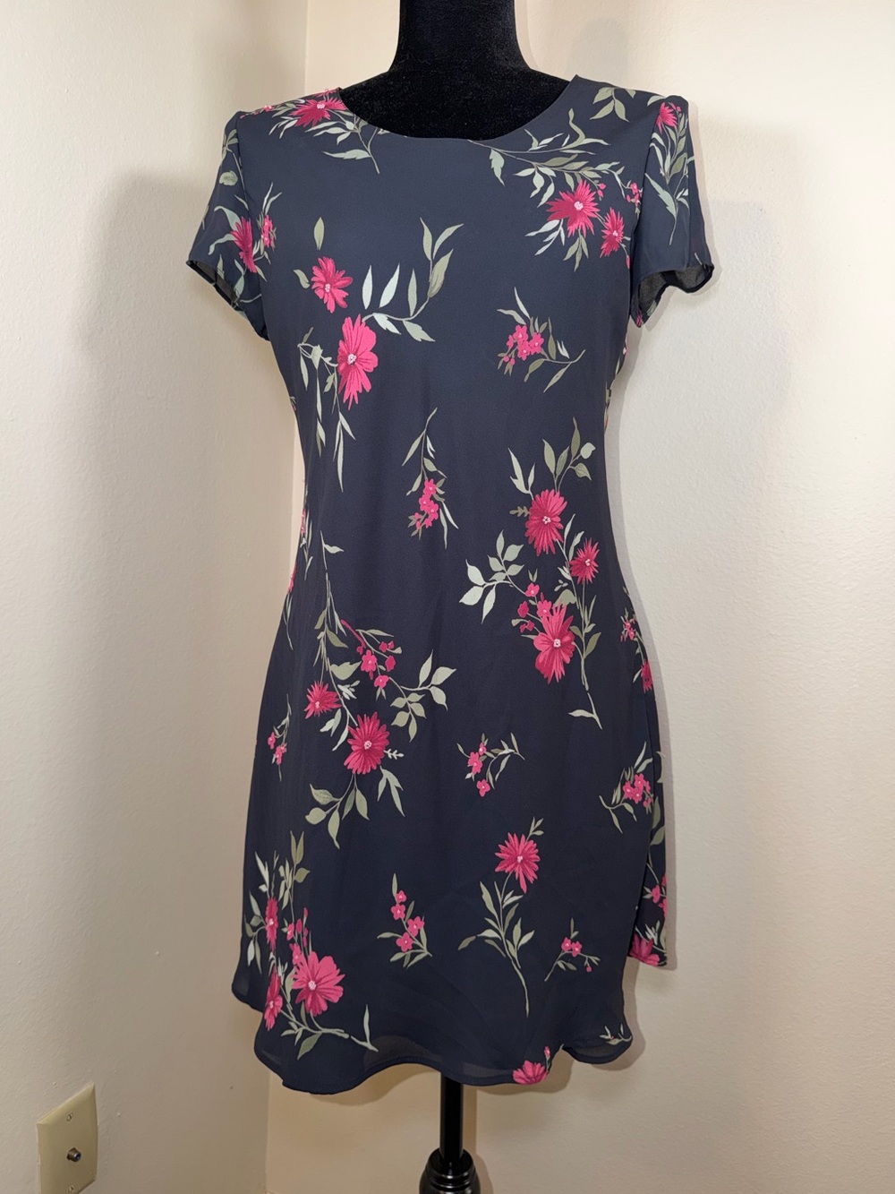 Vintage 90’s Molly Malloy Floral Beaded Whimsical Black Mini Dress Witchy Fairy